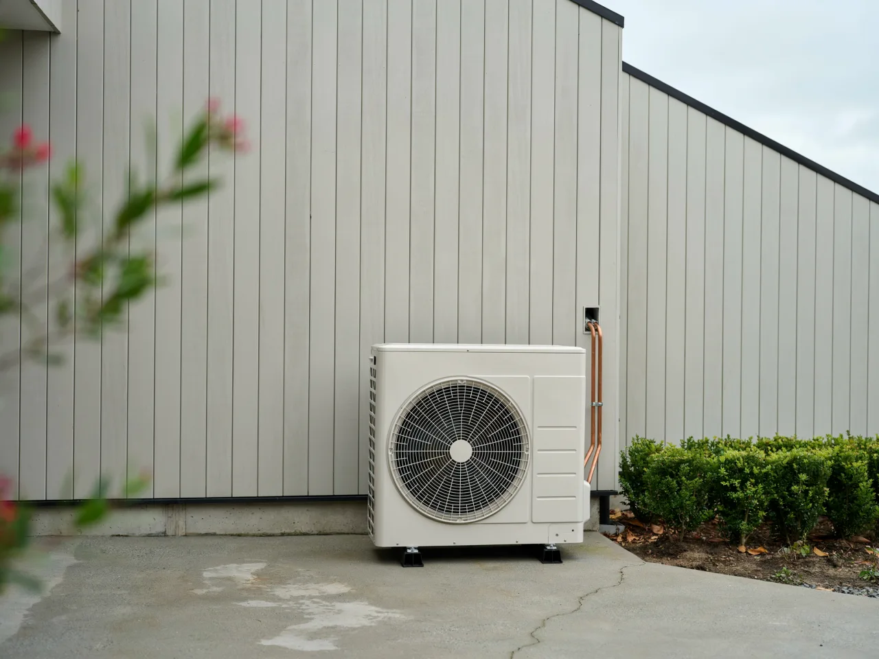 Heat pump outdoor unit on a Auckland home